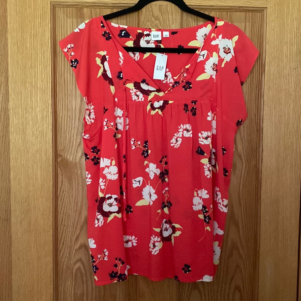 Gap Orange Floral Blouse-Large-NWT